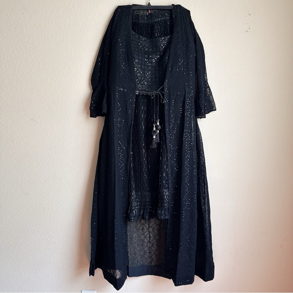 NEW Black Sequin Lehenga Set Partywear Size Large